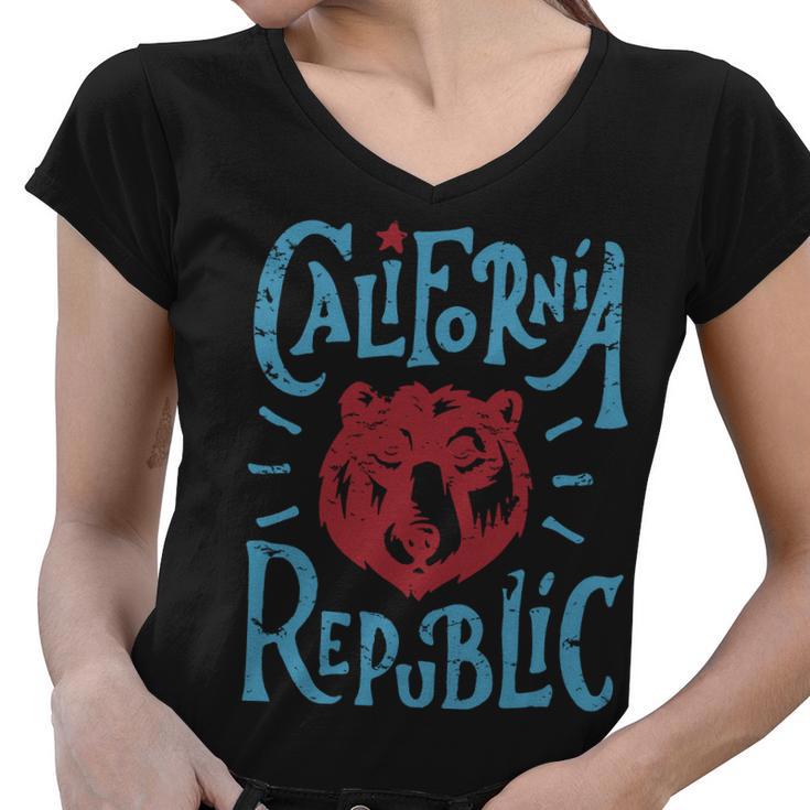 California Republic Vintage Tshirt Women V-Neck T-Shirt