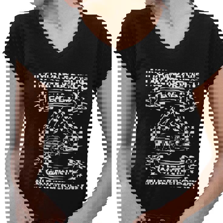 Camping Cool Gift Tenting Campfire Camp Hiking Trekking Camping Gift Graphic Design Printed Casual Daily Basic Women V-Neck T-Shirt