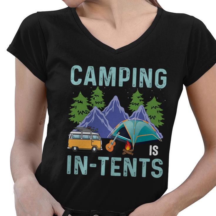 Camping In Tents Women V-Neck T-Shirt