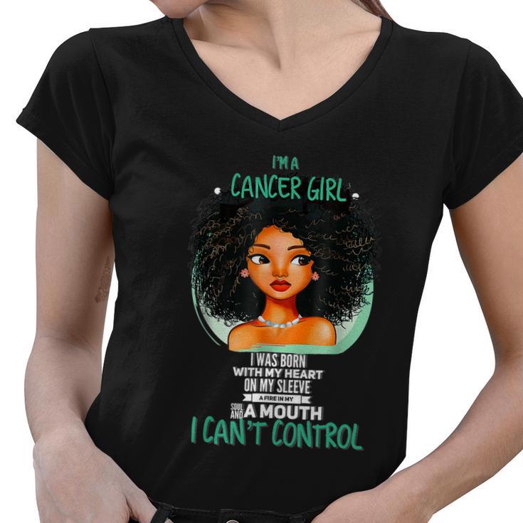 Cancer Zodiac Sign Shirts For Afro American Girls And Womenn Women V-Neck T-Shirt