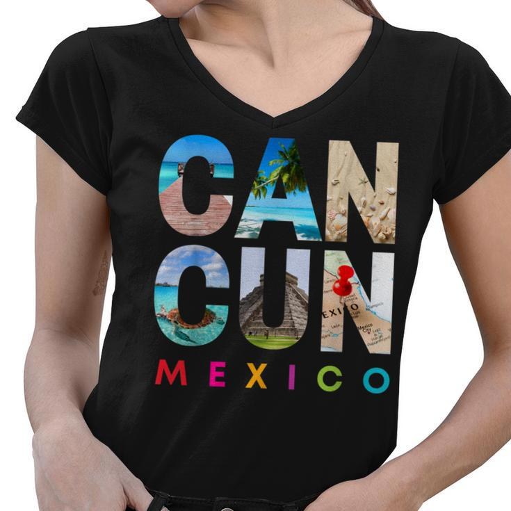 Cancun Mexico 2022 Vacation Beach Matching Family Group  Women V-Neck T-Shirt