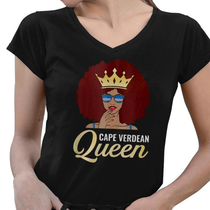 Cape Verdean Queen Cape Verdean  Women V-Neck T-Shirt