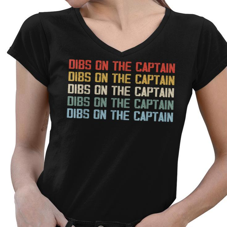Captains Wife Dibs On The Captain Funny Boating Quote  Women V-Neck T-Shirt