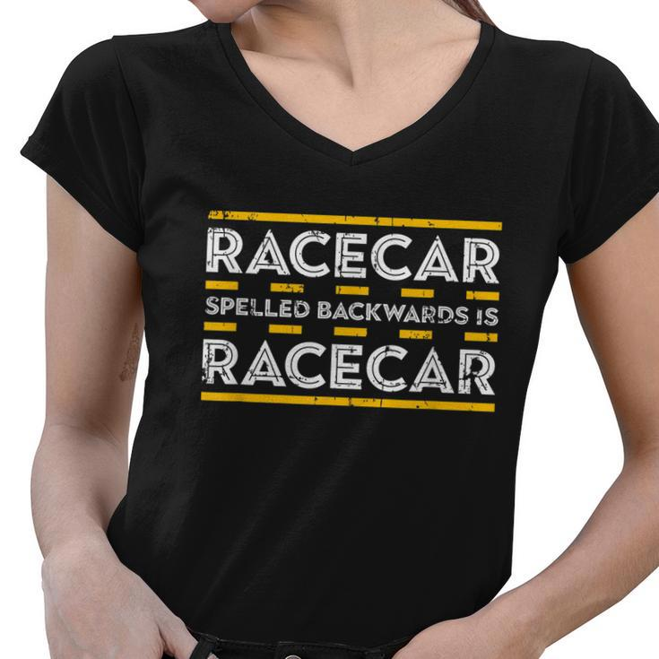 Car Racing Racing Racecar Spelled Backwards Tshirt Women V-Neck T-Shirt