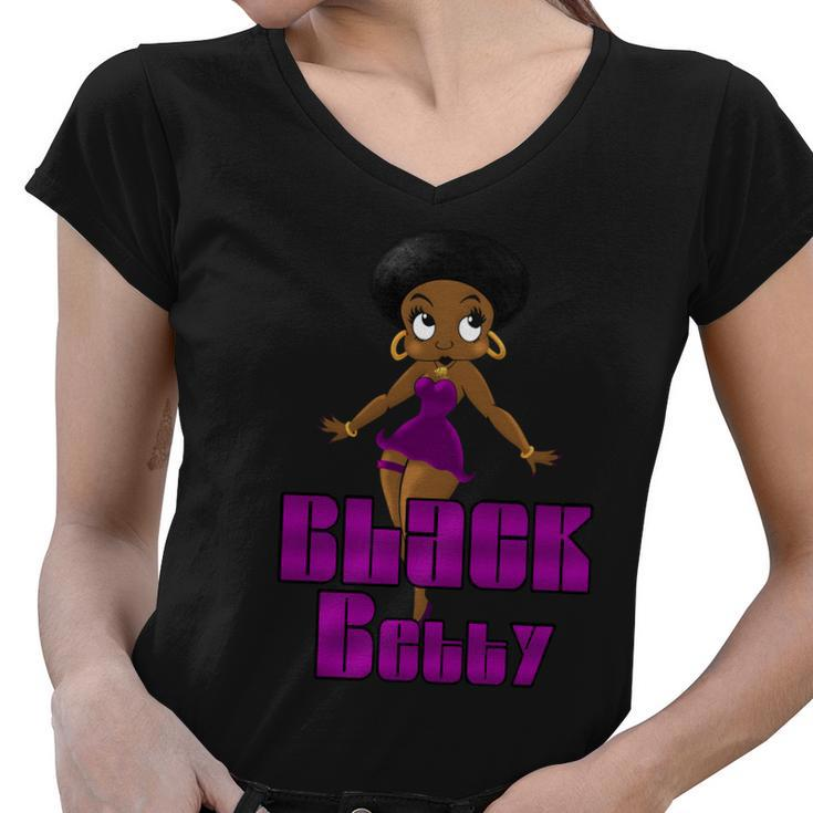 Cartoon Character Black Betty Women V-Neck T-Shirt