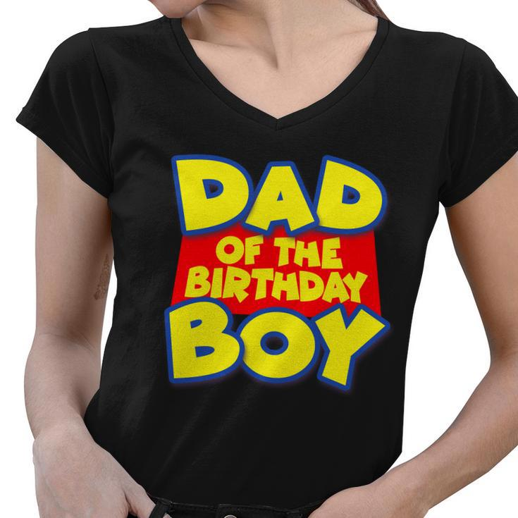 Cartoony Dad Of The Birthday Boy Tshirt Women V-Neck T-Shirt