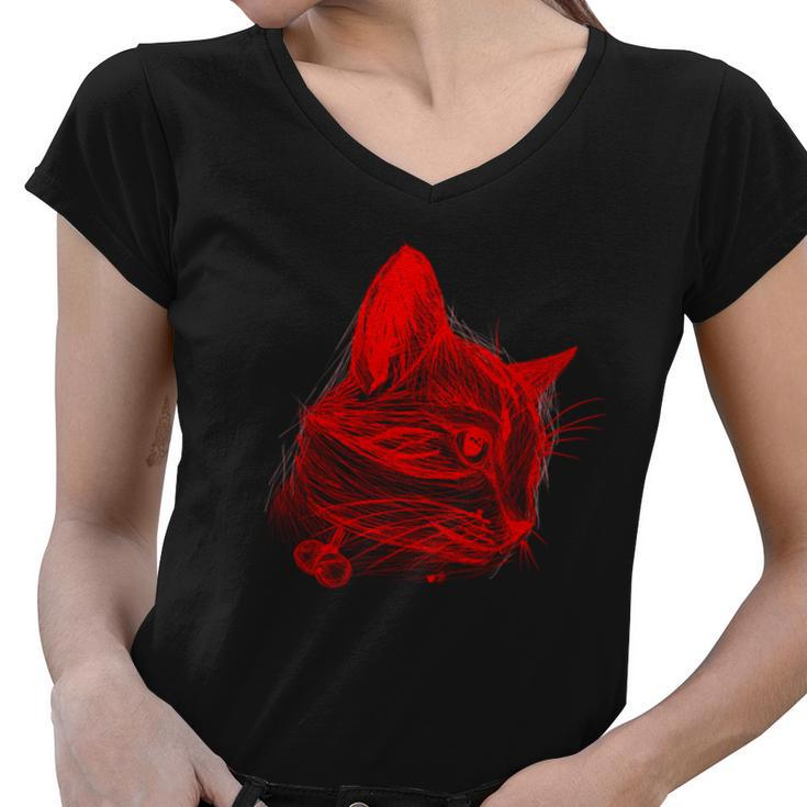 Catshirts Great Gift Cat Scribble  Women V-Neck T-Shirt