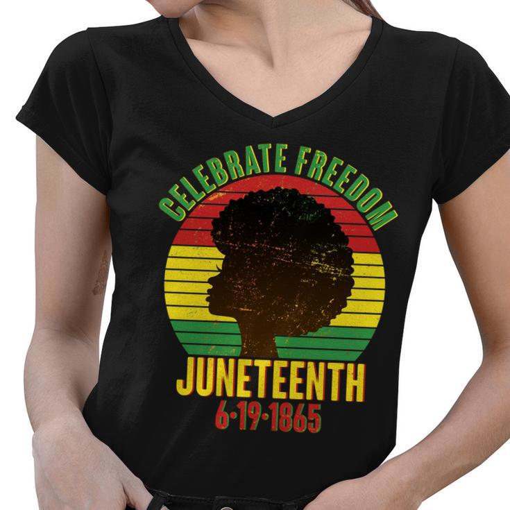 Celebrate Freedom Juneteenth  Women V-Neck T-Shirt
