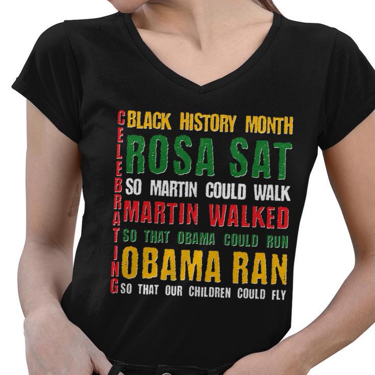 Celebrating Black History Month Rosa Martin Obama Women V-Neck T-Shirt