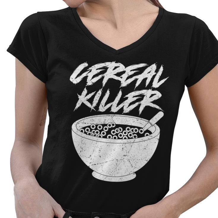 Cereal Killer Funny Halloween Distressed Tshirt Women V-Neck T-Shirt