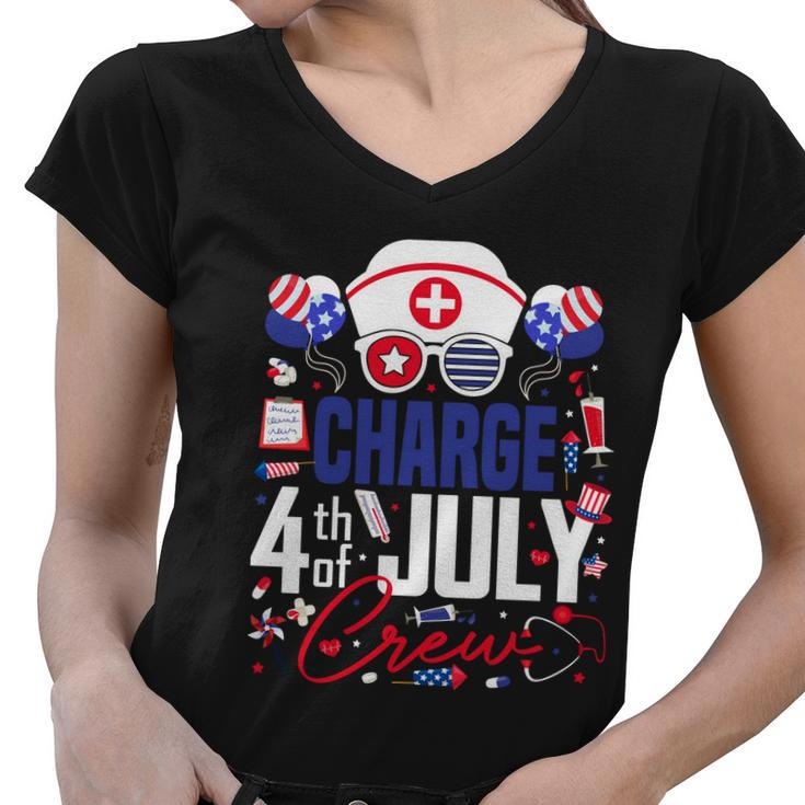 Charge Nurse 4Th Of July Crew Independence Day Patriotic Gift Women V-Neck T-Shirt