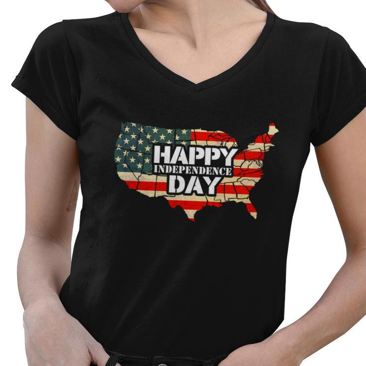 Cheerful Happy Independence Day Artwork Gift Happy 4Th Of July Gift Women V-Neck T-Shirt