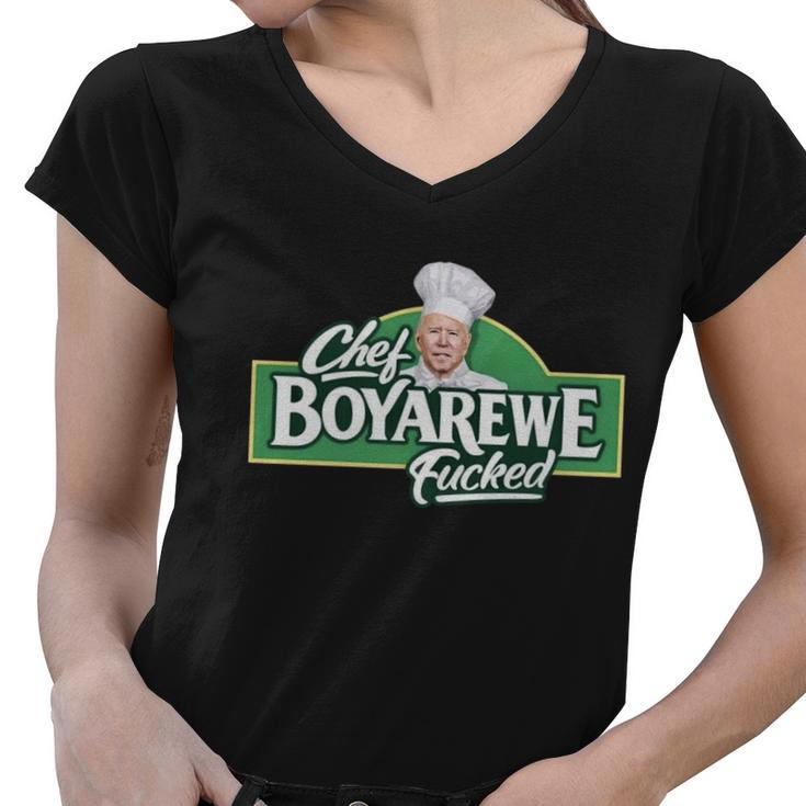 Chef Boyarewe Fucked Funny Anti Biden V2 Women V-Neck T-Shirt