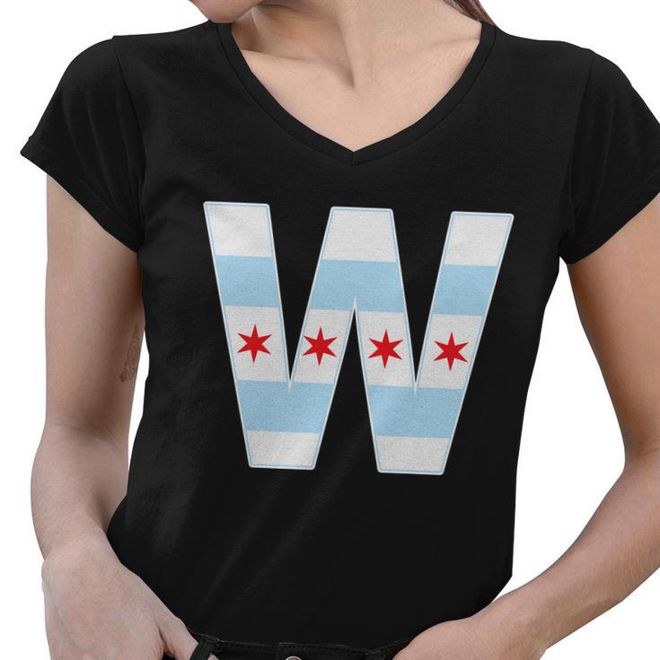 Chicago City Flag W Women V-Neck T-Shirt
