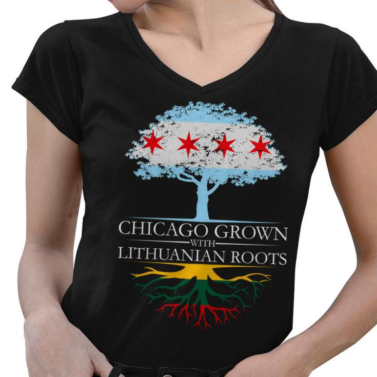 Chicago Grown With Lithuanian Roots V2 Women V-Neck T-Shirt