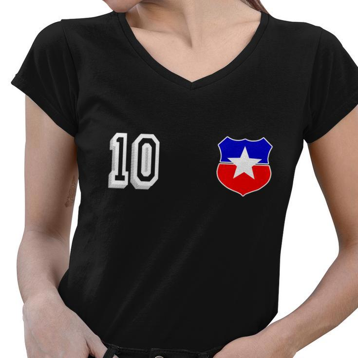 Chile Soccer La Roja Jersey Number  Women V-Neck T-Shirt
