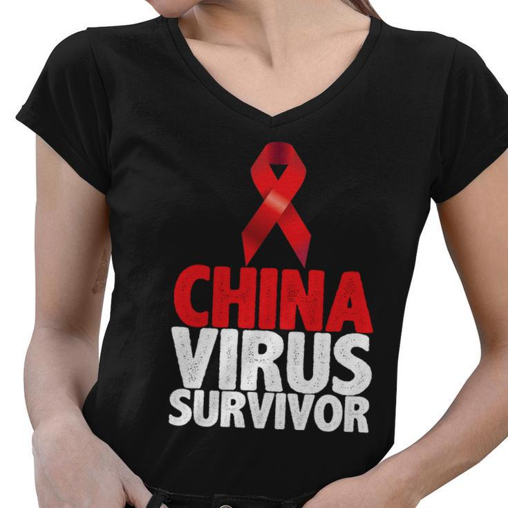 China Virus Survivor Tshirt Women V-Neck T-Shirt