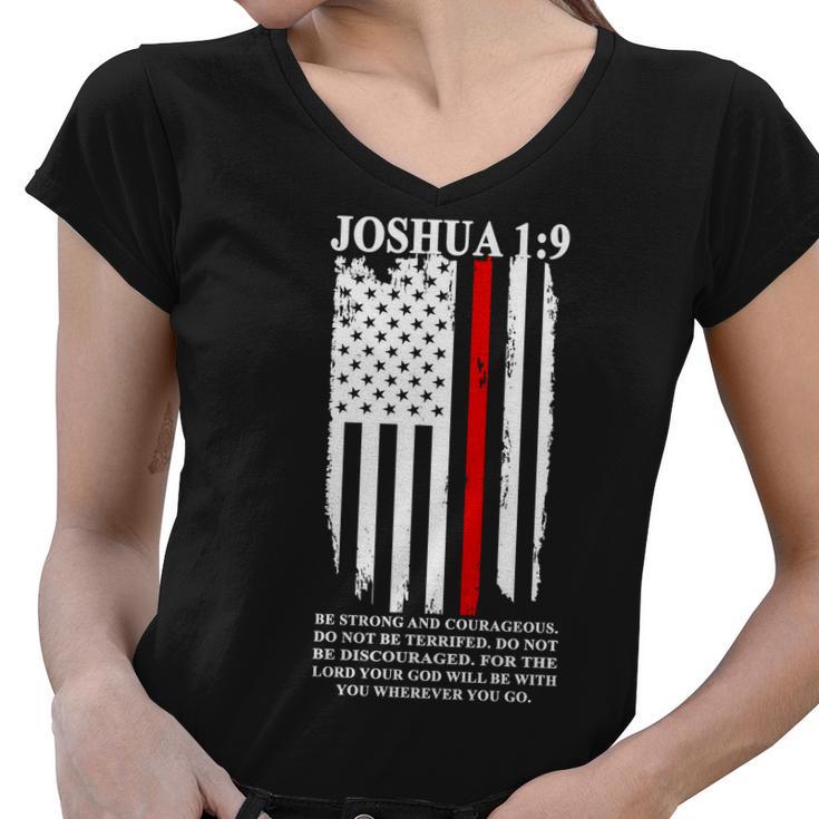 Christian Red Thin Line Tshirt Women V-Neck T-Shirt