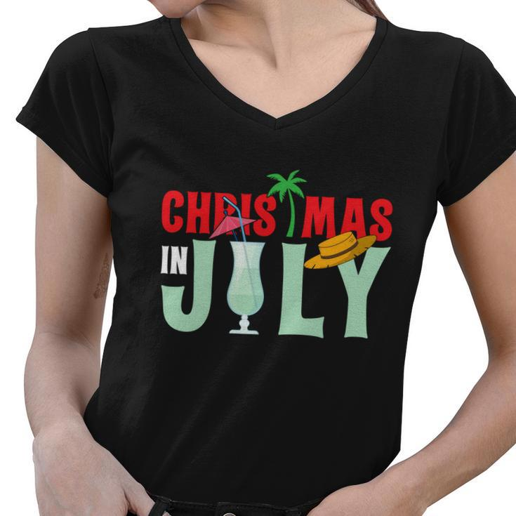 Christmas In July Merry Christmas Summer Funny Santa Women V-Neck T-Shirt