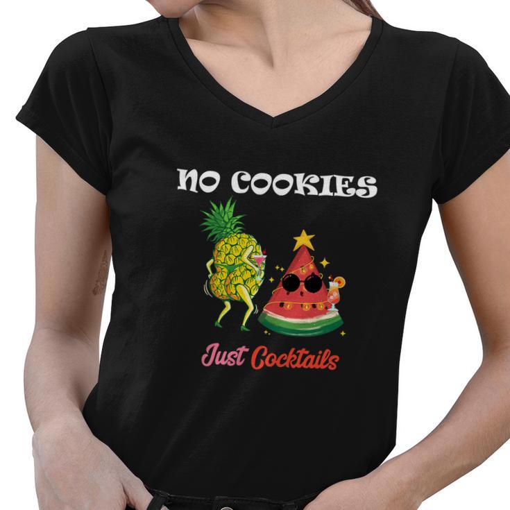 Christmas In July No Cookies Just Cocktails Summer Women V-Neck T-Shirt