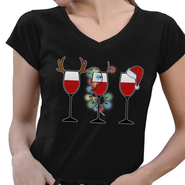 Christmas Wine Party Tshirt Women V-Neck T-Shirt