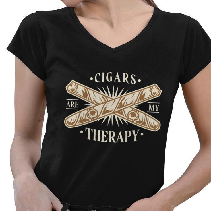 Cigars Are My Therapy Tshirt Women V-Neck T-Shirt