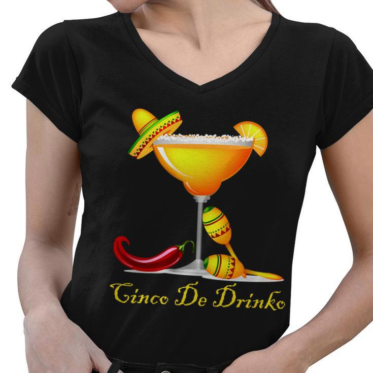 Cinco De Drinko Margarita Mayo Funny Day Of The Dead Women V-Neck T-Shirt