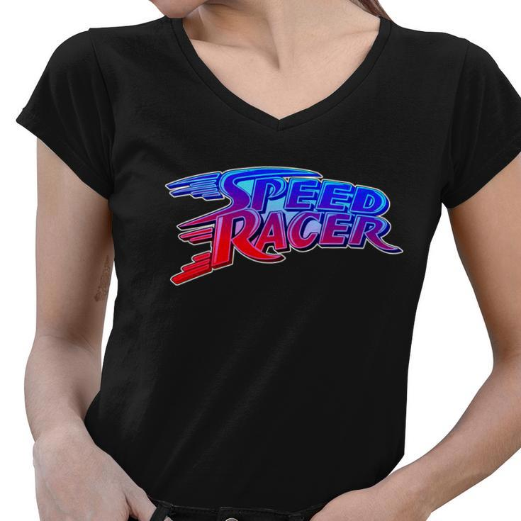 Classic Retro Speed Racer Logo Tshirt Women V-Neck T-Shirt