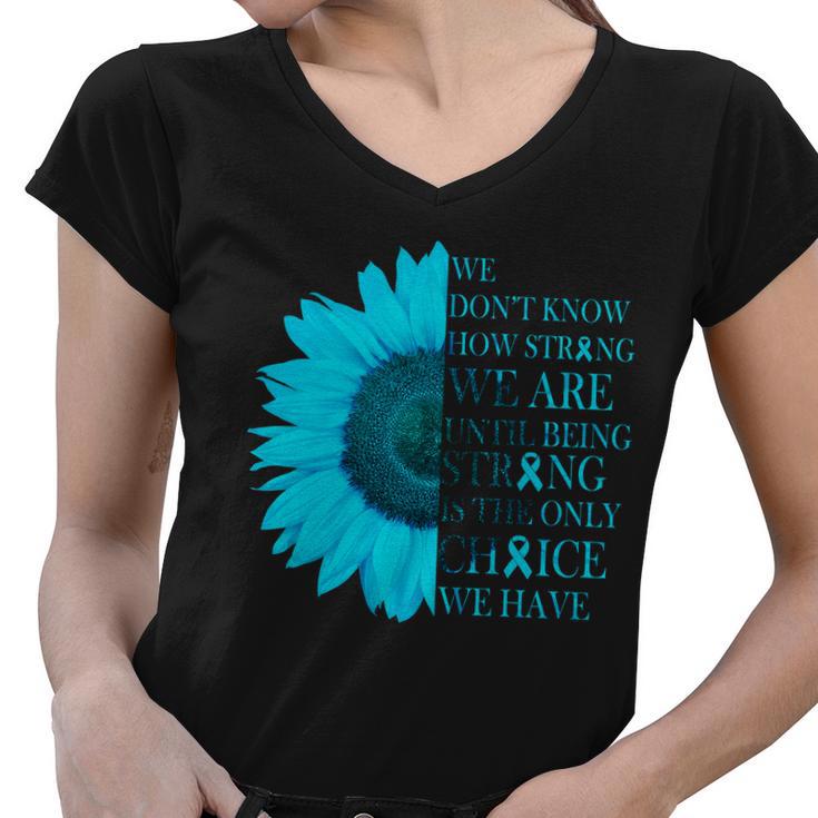 Colon Cancer Awareness Sunflower Tshirt Women V-Neck T-Shirt