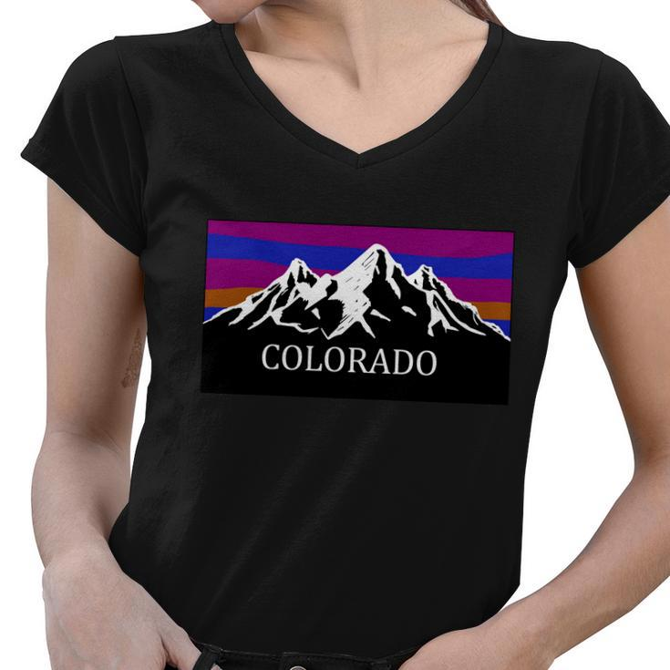Colorado Mountains Outdoor Flag Mcma Women V-Neck T-Shirt
