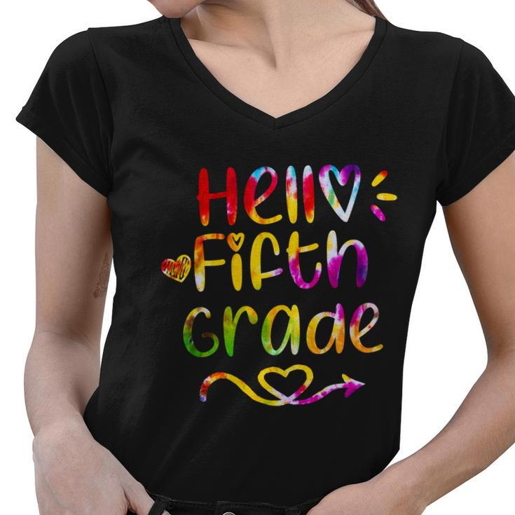 Colorful Hello Fifth Grade Women V-Neck T-Shirt