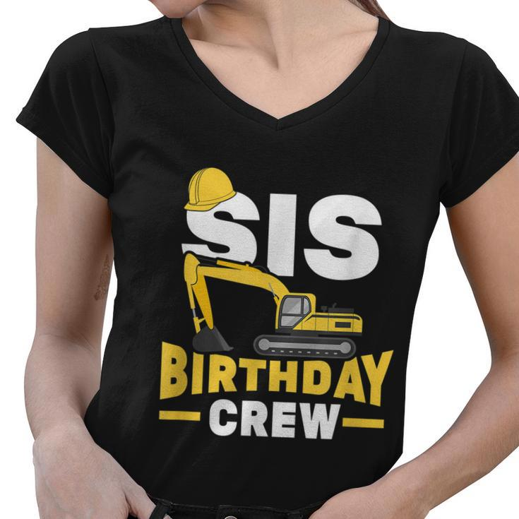 Construction Birthday Party Digger Sister Sis Birthday Crew Graphic Design Printed Casual Daily Basic Women V-Neck T-Shirt