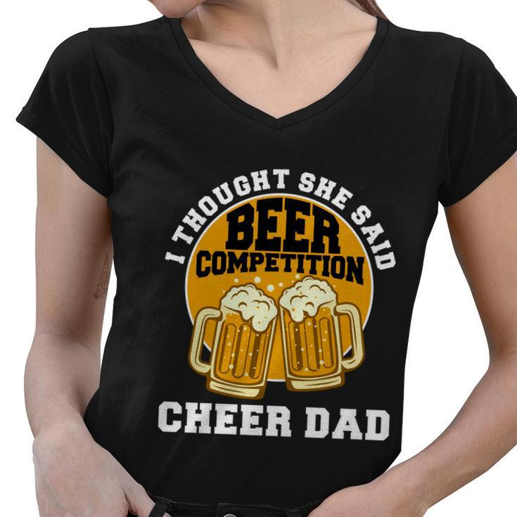 Cool Cheer Dad Gift For Men Funny Beer Cheerleading Dad Funny Gift Women V-Neck T-Shirt