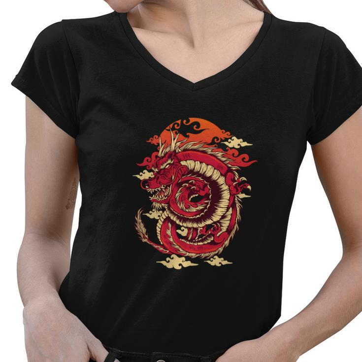 Cool Dragon Cloud Design Women V-Neck T-Shirt