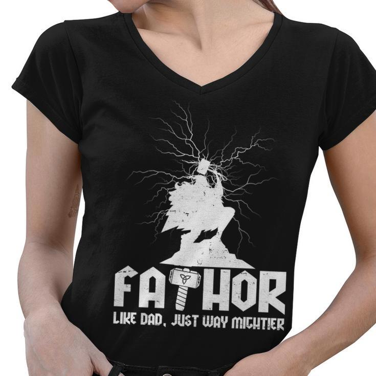 Cool Fathers Day Mighty Fathor Women V-Neck T-Shirt