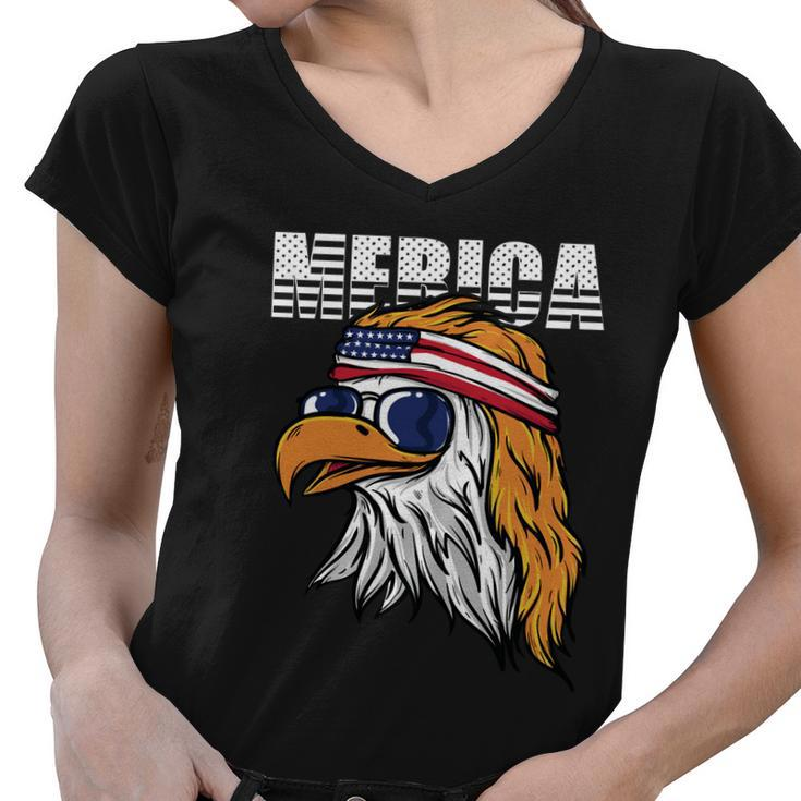 Cool Merica Eagle Mullet Usa 4Th Of July Gift Women V-Neck T-Shirt