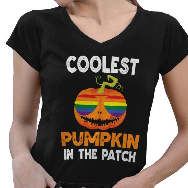 Coolest Pumpkin In The Patch Lgbt Gay Pride Lesbian Bisexual Ally Quote Women V-Neck T-Shirt