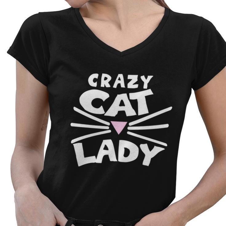 Crazy Cat Lady Long Funny Gift Cute Cat Graphic Design Printed Casual Daily Basic Women V-Neck T-Shirt