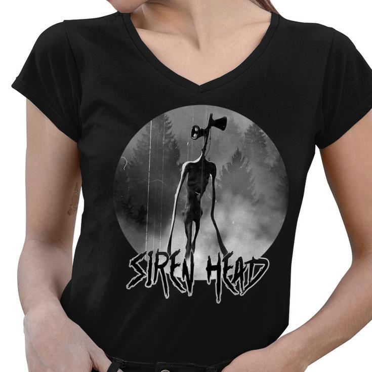 Creepy Siren Head Horror Women V-Neck T-Shirt