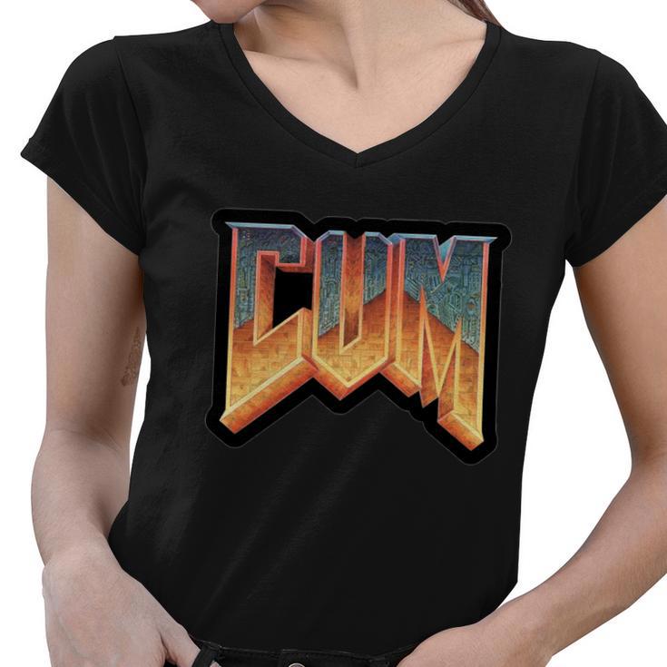 Cum Doom Tshirt Women V-Neck T-Shirt