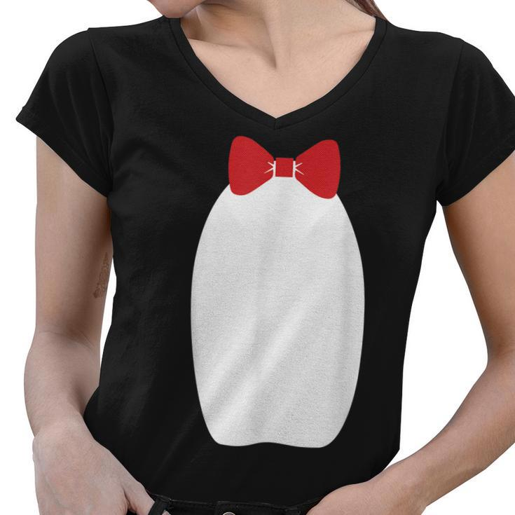 Cute Fancy Penguin Bow Tie Halloween Costume Funny   Women V-Neck T-Shirt