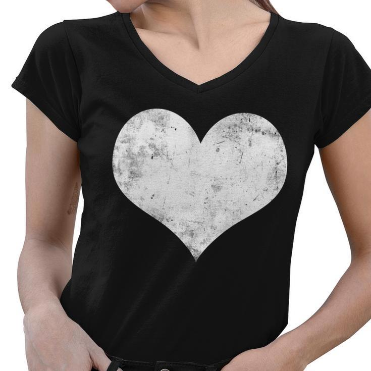 Cute Heart Valentines Day Vintage Distressed Women V-Neck T-Shirt