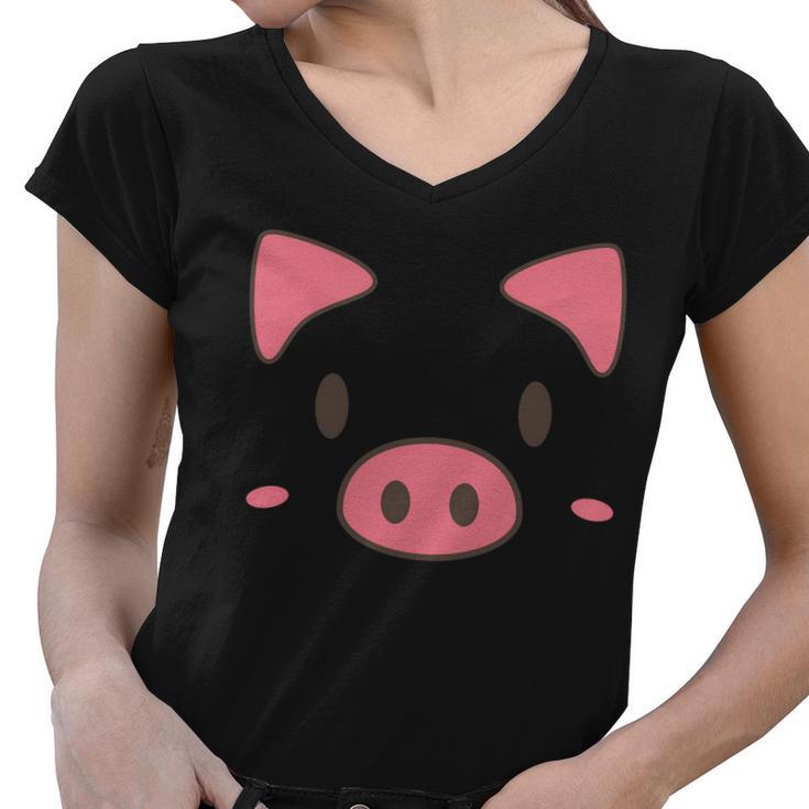 Cute Piggy Face Halloween Costume Women V-Neck T-Shirt