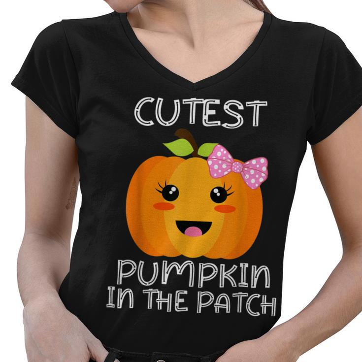 Cutest Pumpkin In The Patch Funny Halloween Thanksgiving  V5 Women V-Neck T-Shirt