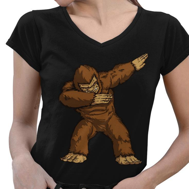 Dabbing Bigfoot Women V-Neck T-Shirt