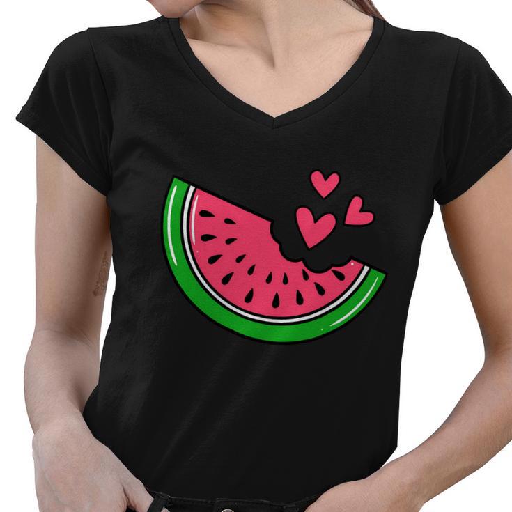 Dabbing Watermelon Kawaii Dab Summer Fruit Melon Lover Women V-Neck T-Shirt