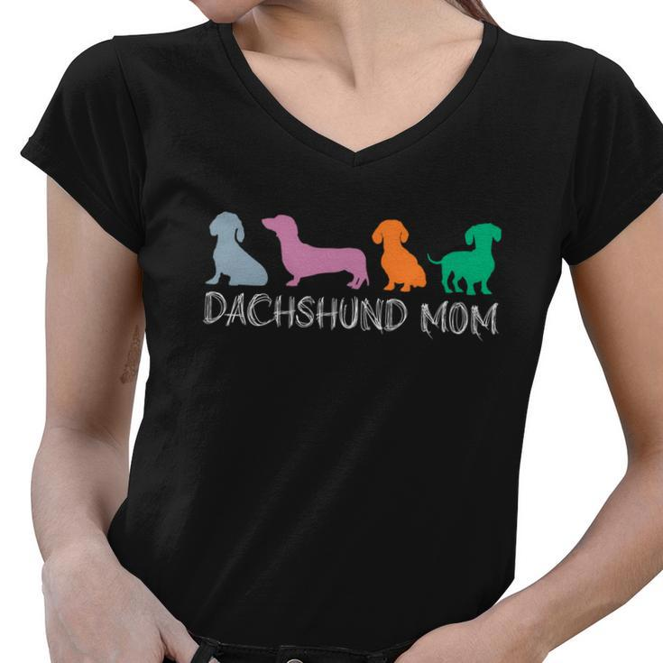 Dachshund Mom Wiener Doxie Mom Graphic Dog Lover Gift Women V-Neck T-Shirt