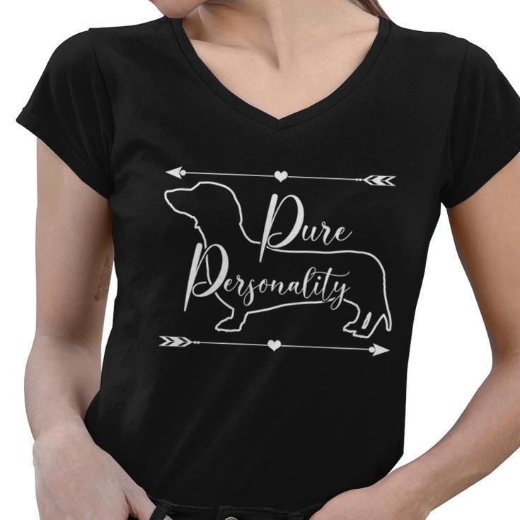Dachshund Wiener Personality Doxie Mom Dog Lover Cute Gift Women V-Neck T-Shirt