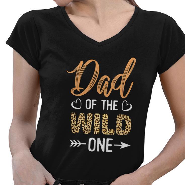 Dad Of The Wild One Toddler 1St Birthday Leopard Dad Boy Women V-Neck T-Shirt