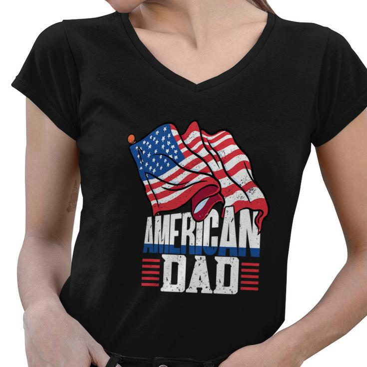 Dad Patriotic American Flag 4Th Of July Women V-Neck T-Shirt